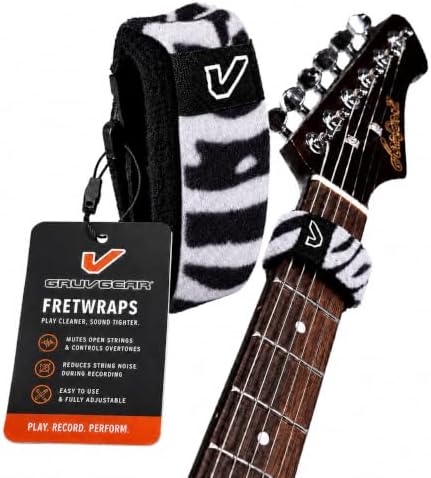 Gruv Gear Fret Wrap & Guitar Mute, Fretwrap for Acoustic, Electric & Bass | String Dampener Recording, Tapping & Practice Accessory (1 Pack, Small Zebra, Fits 4 String Bass, 6 String Guitar)