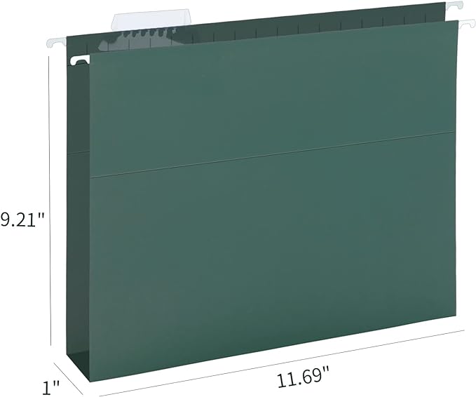 HERKKA Extra Capacity Hanging File Folders, 30 Pack Reinforced Hang Folders with Heavy Duty 1 Inch Expansion, Designed for Bulky Files, Medical Charts, Letter Size, Green