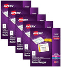 Avery Customizable Name Badges, Includes Cords, 3" x 4", Laser/Inkjet Printable Inserts, 100 Name Tag Holders per Pack, 500 Total (5 Packs of 74459)