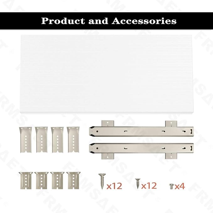 FRMSAET Office Product 20/24/30 inch Keyboard Drawer Tray (24 inch,White) | Heavy Duty Wood Platform Holder Under Desk Furniture Accessories Slide Drawer Suits Hardware with Adjustable Height Slides