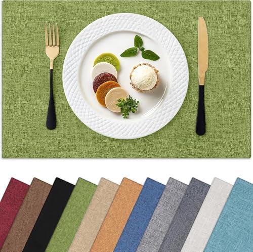 Homaxy Cloths Placemats for Dining Table Set of 4, 13" x 19", Grass Green