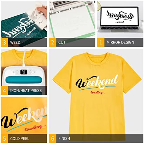 VinylRus Heat Transfer Vinyl Bundle, 12 Roll, 12" x 5ft