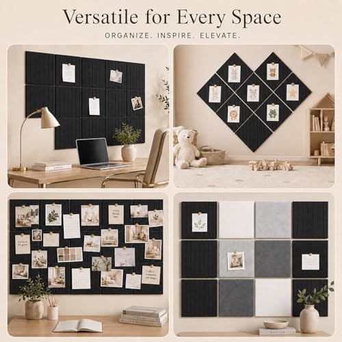 Stripe Felt Bulletin Board Tiles, Cork Board Alternative 24 x 36 in