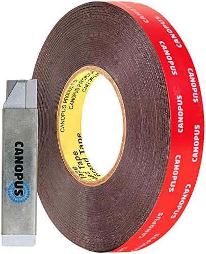 CANOPUS Double Sided Tape, 5952 Heavy Duty Mounting Tape, Strong Bond & Weatherproof Seal Strip for Automotive Mounting, Picture and Photo Frame, Poster, Craft, 0.75 in x 45 ft, Black, Made in USA
