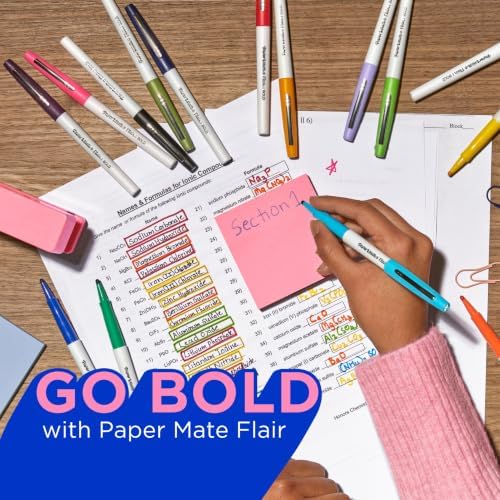 Paper Mate Flair Felt Tip Pens, Bold Tip (1.2 mm), 16 Count - Back to School, Teacher Supplies, Arts & Crafts