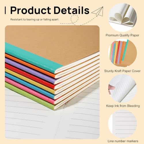 32 Pack Kraft Lined Notebook A5 Composition Notebook Bulk for School Office