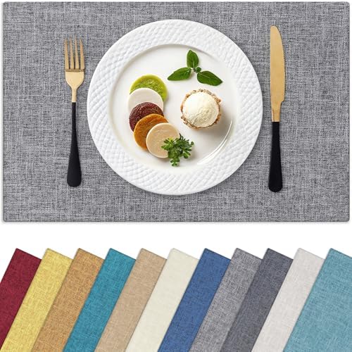 Homaxy Cloths Placemats for Dining Table Set of 6, 13" x 19", Dark Grey