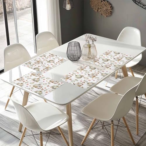 Fall Floral Leaves Placemats Set of 4, Thanksgiving Pumpkins Heat Resistant Washable Table Place Mats Boho Cotton Table Linens Party Holiday Decorations for Home Kitchen Dining Table Outdoor Indoor,