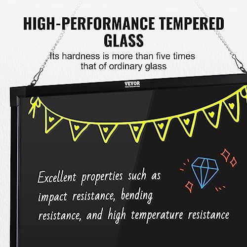 VEVOR 32"x24" LED Message Writing Board, Menu Sign Boards, Illuminated Erasable Lighted Chalkboard, Neon Effect Drawing Panel with 8 Fluorescent Chalk Markers and Remote Control