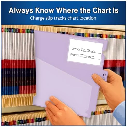 Doctor Stuff - Center Tab Vinyl Outguides, Diagonal Cut Front Pocket, Top Charge Out Slip Pocket, Plastic File Folder, Letter Size 9" x 13-1/4", Lavender, 50/Box