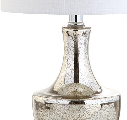 JONATHAN Y Colette 20" Glass Mini Bedside Table Lamp, Silver