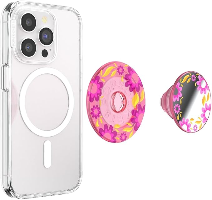 PopSockets Phone Grip for MagSafe, Magnetic Holder- Pink Relief | Removable, For Kindle / Android / iPhone, With Magnet, Hot Pink, Electronic Accessories, For iPad/Kindle/iPhone/Android