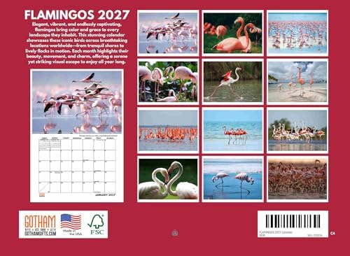 Flamingo Calendar 2027 Monthly Wall Calender 12 Month