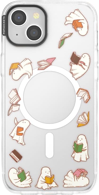 PopSockets iPhone 15 Plus Phone Case with MagSafe, Wireless Charging Compatible, Bookish - Spooky Book Club