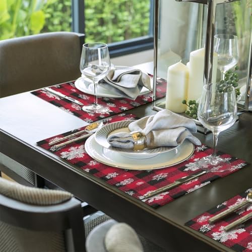 Placemats Set of 4 Washable Linen Place Mats Cloth Table Mats 12x18 Inch