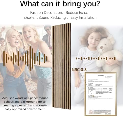 Acoustic Wood Wall Panels, 2 PCS Slat Wall Panels - Walnut Veneer Soundproof Panels for Home & Office, 94.5" Extra-Long Easy Peel & Stick Panels for Walls (11.8"W x 94.5"L)