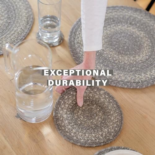 Homespice Grey Cloud Jute Braided Placemats, Oval 13x19 Set of 6