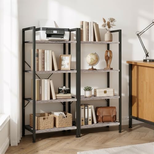 4 Tier Bookshelf, Free Standing Bookcase with Open Storage Shelves