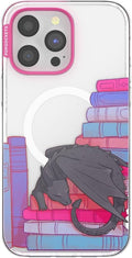 PopSockets iPhone 14 Pro Max Phone Case w/MagSafe- Curled Up & Cozy | Magnetic, Wireless Charging, Camera & Drop Protection, Bookish, Dragon