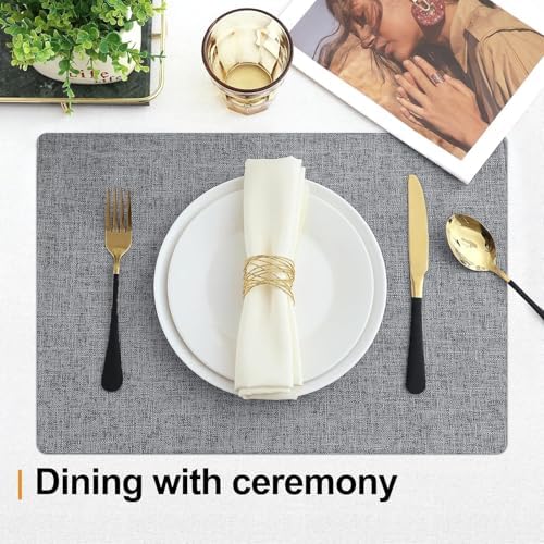 Homaxy Cloths Placemats for Dining Table Set of 6, 13" x 19", Dark Grey