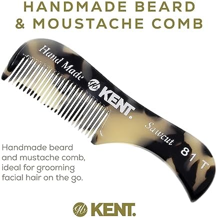 Kent A 81T TW X-Small Mini Comb for Men's Beard and Mustache, Fine Toothed Pocket Comb for Facial Hair Grooming and Styling. Hand-Made of Quality Acetate, Saw-cut Hand Polished. Made in England