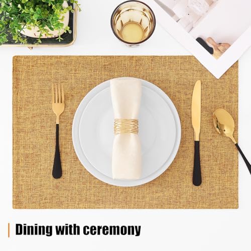 Homaxy Cloths Placemats for Dining Table Set of 4, 13" x 19", Amber