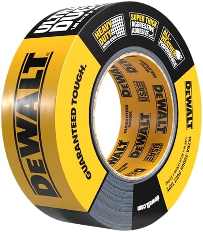 DEWALT Ultra Tough Duct Tape, 1.88 in x 30 yd, Heavy Duty, Ultra Strong, Aggressive Adhesive, All-Weather, Single Roll, Black