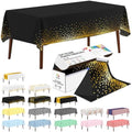 CXPSINC 54 Inch X 100 Feet Plastic Table Cover Roll Disposable Tablecloth with Slide Cutter for All Type/Shape Tables | Party, Banquet, Birthdays, Weddings(Black & Gold Dot, 100 Feet)