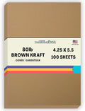 100 Brown Kraft Fiber 80# Cover Paper Sheets - 4.25" X 5.5" (4.25X5.5 Inches) Quarter Letter Size - Rich Earthy Color with Natural Fibers - 80lb/Pound Cardstock - Smooth Finish