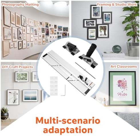 40" Capacity Board Mounted Mat Cutter for Framing – Simplex Elite Mat Cutter with 45° Bevel & Straight Cutting Heads, for Picture Frames, Artwork, Photography & DIY Projects, with Blades & Wrench
