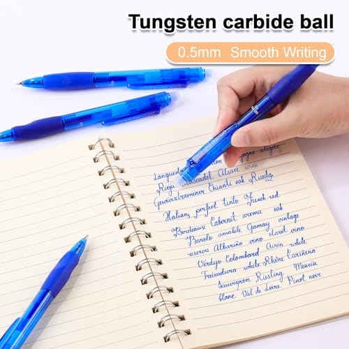 USUAL Retractable Erasable Pens 12 Blue Erasable Gel Pen 0.5mm Erasable Gel Pens Black Make Mistakes Disappear Smooth Writing Pen Office Back-to-School Supplies (Blue)