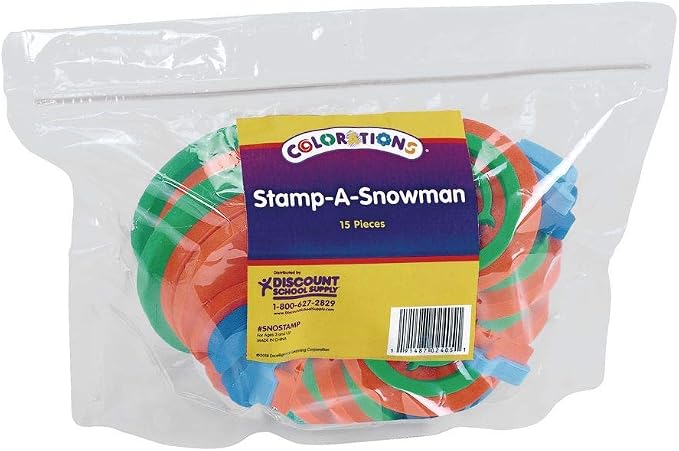 Colorations Snowman Stamper Kit, 15 Pieces, EVA Foam, Durable, Washable | Ages 3+, PreK+, Arts & Crafts, for Kids, Winter, Christmas, Holidays, Classroom, Craft Activity