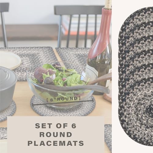 Homespice Flint Hill Braided Trivets for Primitive Decor, Round 8" Set of 6