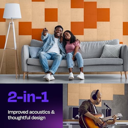 Acoustic Panels 12-Pack Soundproof Wall Panels 12"X12"X0.4" Sound Panels High Density Sound Dampening Panels - [Soft Camel Square]