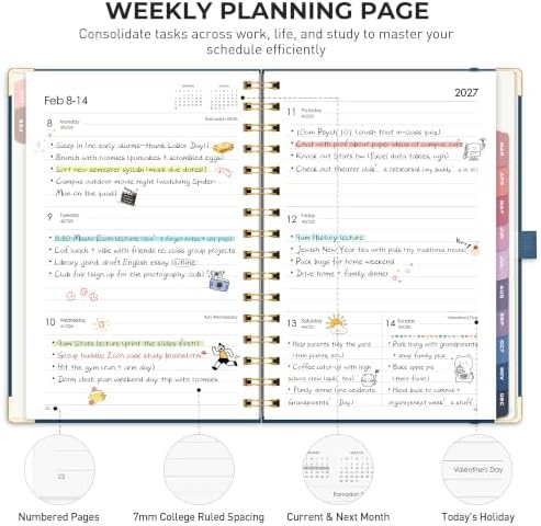 RETTACY 2027 Planner, Weekly and Monthly, A5 Size (5.7" x 8.3")