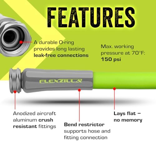 Flexzilla Garden Hose 5/8 in. x 25 ft., Lightweight All-Weather Water Hose, Durable and Flexible, Leak-Free Connections