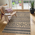 Lahome Boho 3x5 Entryway Front Porch Rug, Black Washable Outdoor Patio Rug