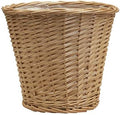 Household Essentials Willow Wicker Waste Basket, Medium, Handwoven with Built-in Plastic Liner, Durable and Attractive Weave, Tapered Design, Compact, Easy to Clean, Natural