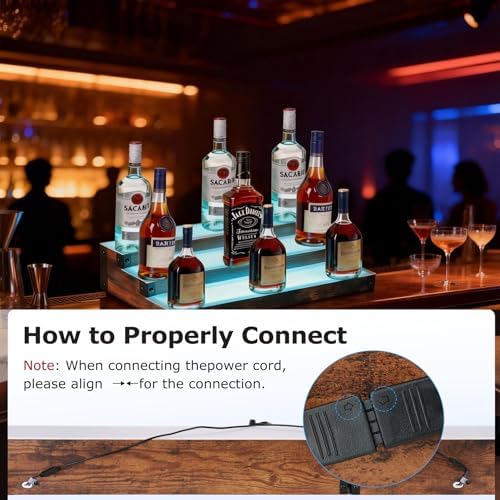 16 Inch LED Lighted Liquor Bottle Display Shelf, 3 Tiers Illuminated Bar Shelf with RF & App Control, Light up Shelves 7 Colors Music Sync & Timing (3 Tier 16" Total Length)