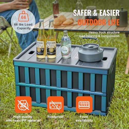 VEVOR 65L Collapsible Storage Bins with Lids 3 Packs, Stackable Crates