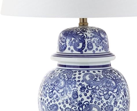 JONATHAN Y Ellis Chinoiserie Ginger Jar Table Lamp 29.5", Blue/White