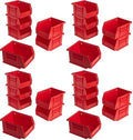 Akro-Mils 30210 AkroBins Plastic Storage Bins, Space-Saving Stackable Bins for Garage, Pantry, Craft Organization, 5" x 4" x 3", Red, (Pack of 24)