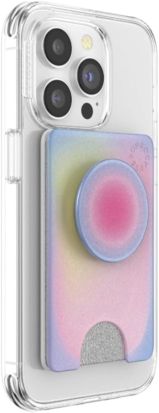 PopSockets Adhesive Phone Wallet with Grip- Aura | PopWallet, Holds 3-5 Cards, Swappable Top, Kickstand, Purple, Aura, Electronic Accessories, For iPad/Kindle/iPhone/Android