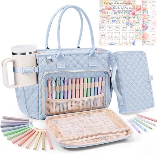 Large Bible Bag with Bible Cover Case for Women, Quilted Church Tote Bag