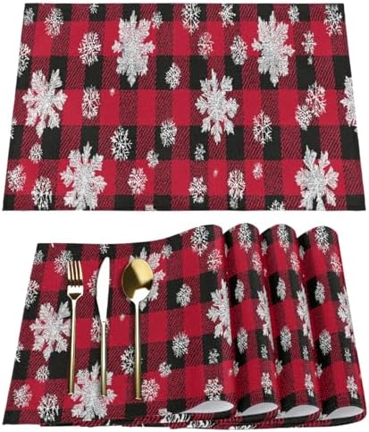 Placemats Set of 4 Washable Linen Place Mats Cloth Table Mats 12x18 Inch