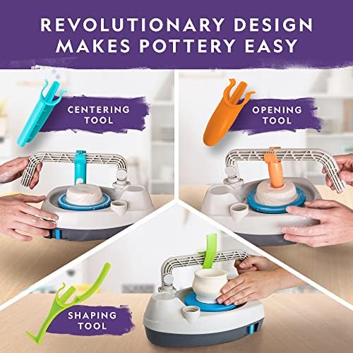 National Geographic Pottery Wheel for Kids Complete Beginner Kit | 2-Speed Electric Motor, 2 Lbs. Air-Dry Clay, Sculpting Tools, Paints and Apron, Creative Craft Toy, Birthday Gift