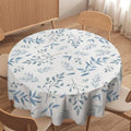 Blue Leaves Tablecloth, Summer Light Blue White Grey Leaves Fern Forest Herbs Plants Print Table Cloth for Indoor Outdoor Dining Table Party Picnic Decor, 70x70in