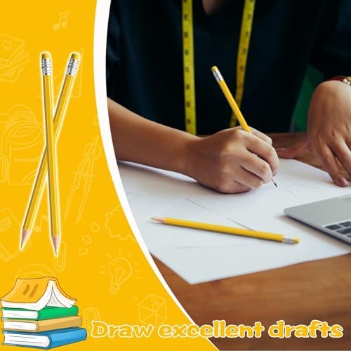 120 PCS Yellow Pencils Bulk with Eraser, Pre-Sharpened HB Spring & Easter Pencils for Kids, School Supplies for Writing, Drawing & Easter Art Crafts(Yellow)