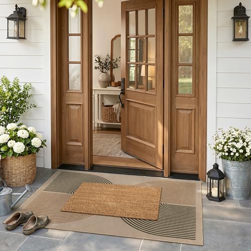 Lahome Modern Rainbow Easy Jute 3x5 Patio Rug, Washable Rugs for Entryway Farmhouse Non Slip Indoor Door Mat, Contemporary Throw Carpet for Entry Mudroom Porch Decor