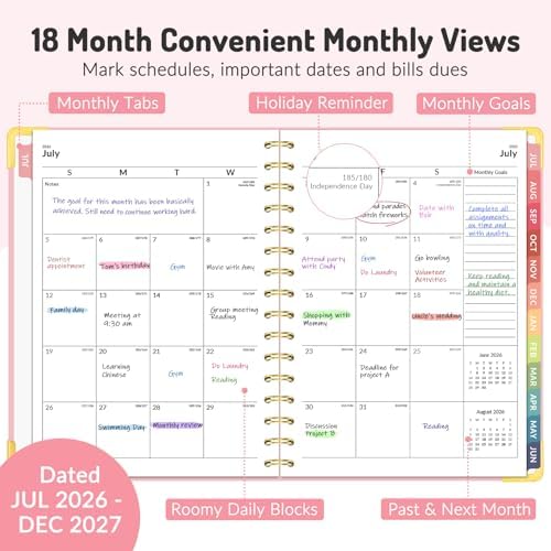 Jul 2026 - Dec 2027 Planner, Forvencer 18 Month Planner 2026-2027, 6" x 8"